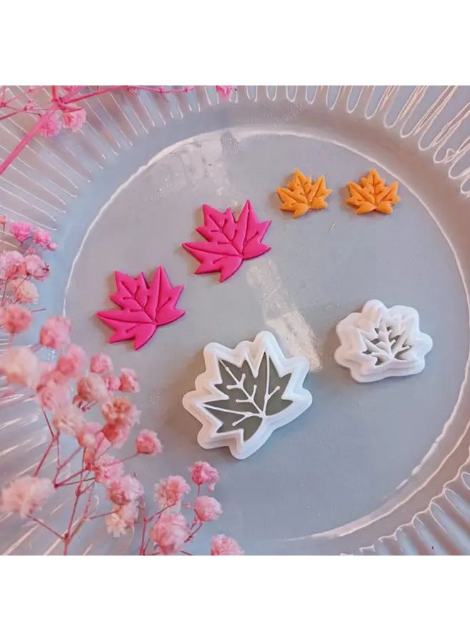 White Polymer Clay Earring Making Kit with Hollow Maple Leaf Cutters and Floral Molds - Image 5